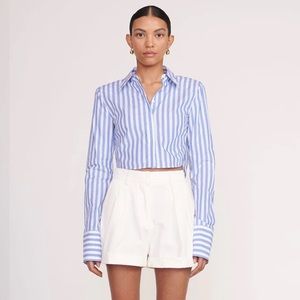 Staud Cotton Seneca Striped Cropped Shirt